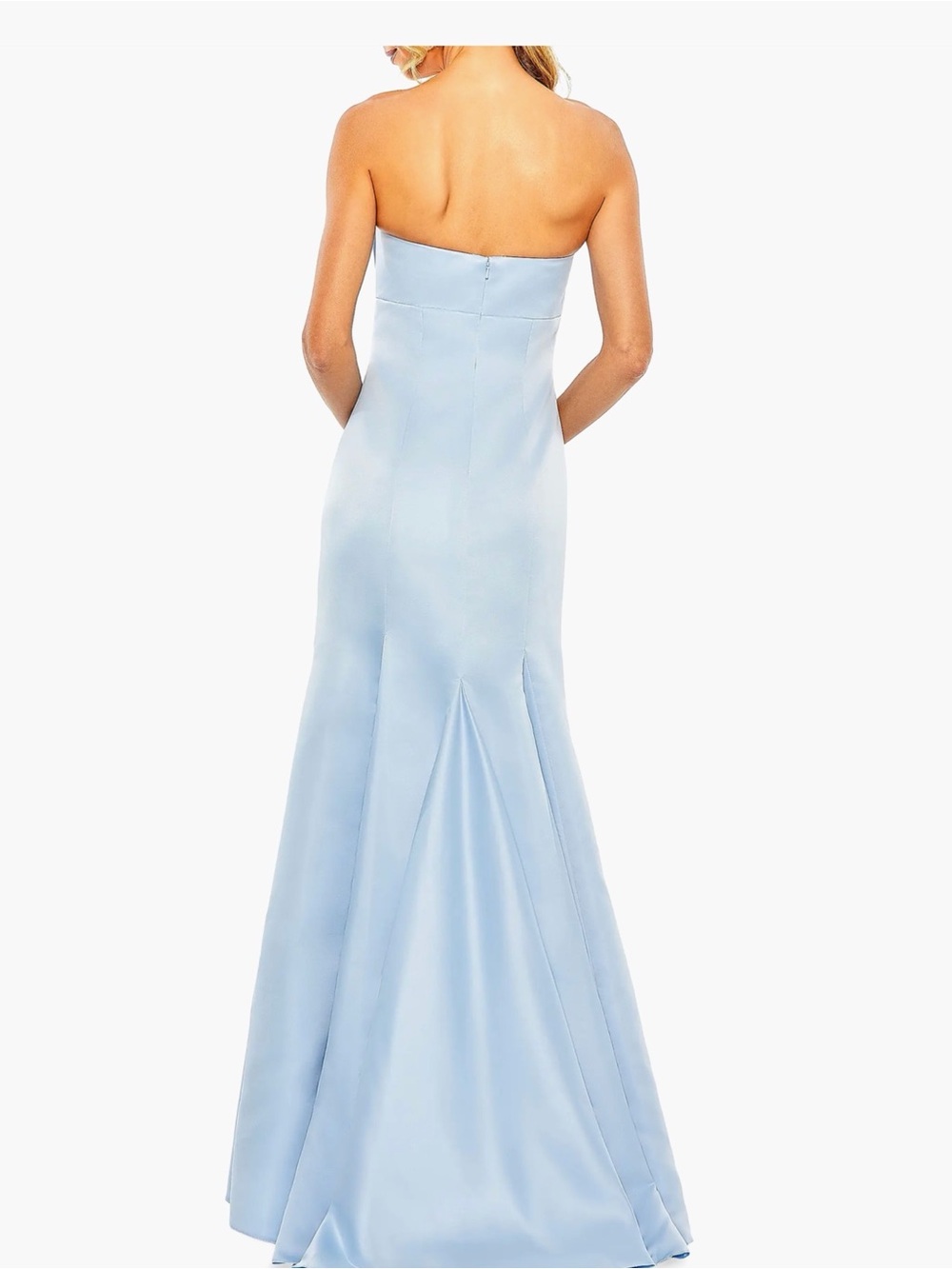 Mac Duggal Strapless Light Blue Satin Gown with Oversized Bow - Picture 3 of 14